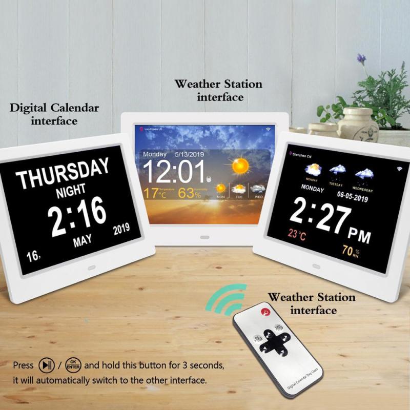 Adjustable Brightness Weather Clock Color Display Alarm Clock White 16MB 100-240V for Living Room