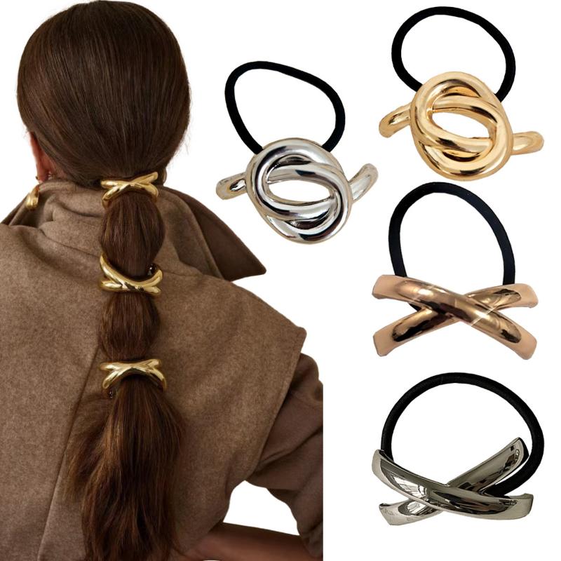 Fashion Alloy Headband Headdress Cool Style Ponytail Hair Ring High-end Seamless Hairband Set