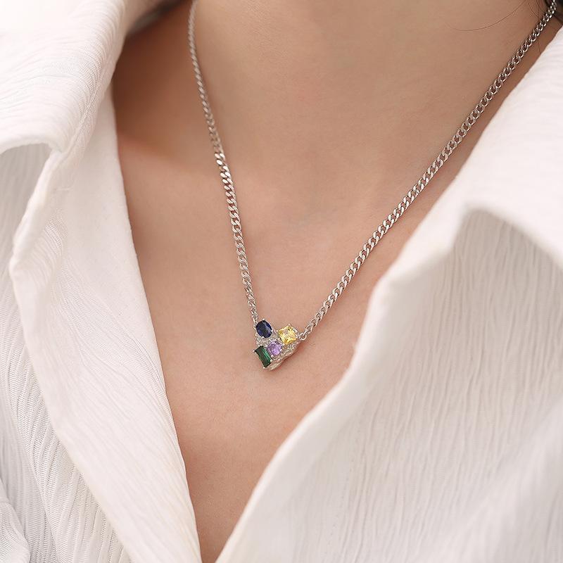 Neutral Special-Interest Design Love Gem S925 Sterling Silver Necklace Ins Cold Style High-Grade Sweet Cool Hot Girl Clavicle