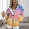 Womens Gradient Striped Hooded Zip-Up Sweatshirt Casual Oversized Long Sleeve Top Fall 2025