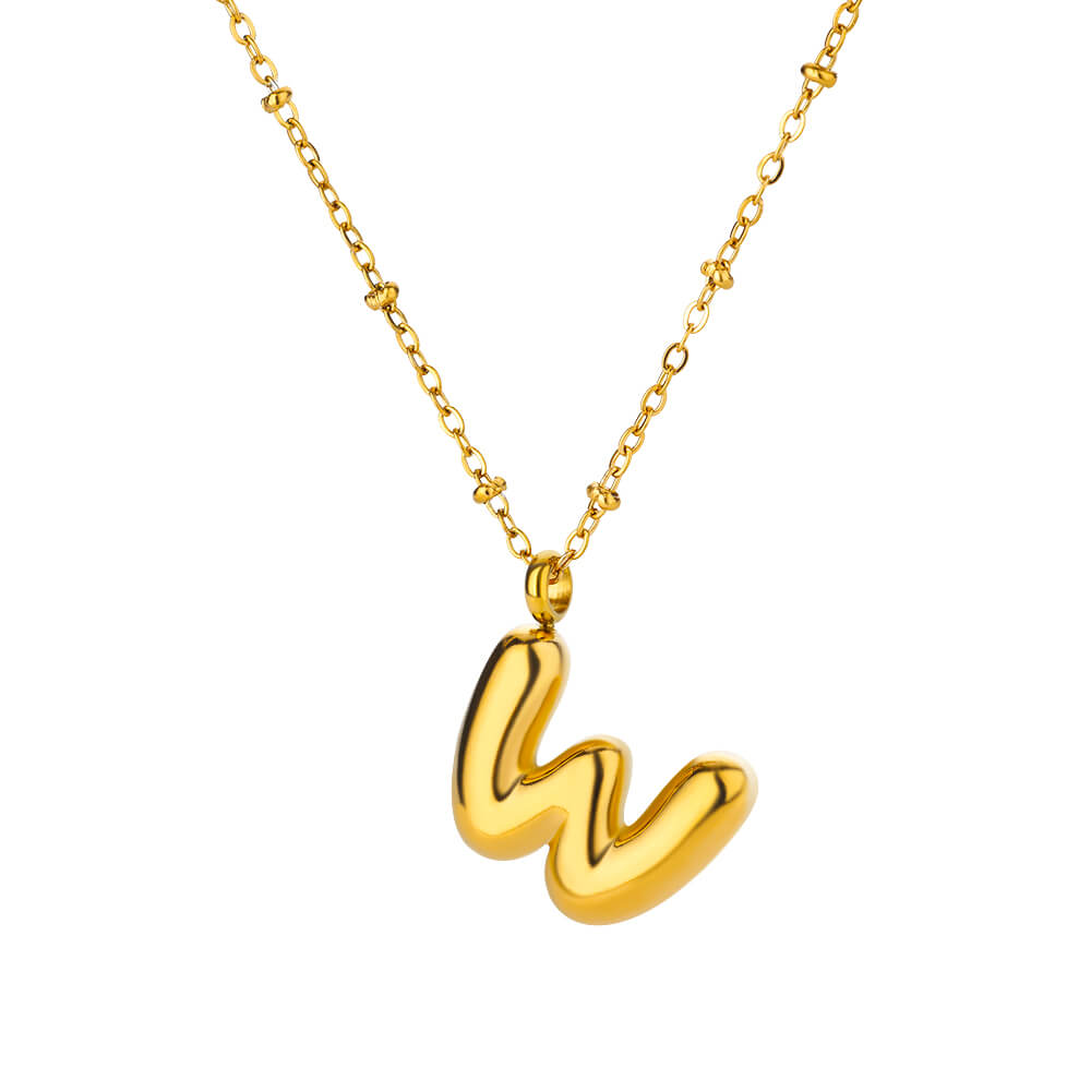 Chunky Initial Letter Stainless Steel Necklaces For Women Gold Color A-Z Letter Necklace Wedding  Fashion Party Jewelry Gift Bff