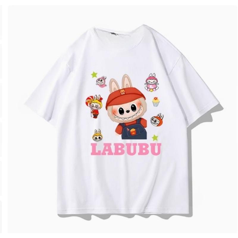 LABUBU Collaboration Short-sleeved T-shirt for Men in Summer, Labubu Doll Accessories, Loose and Versatile Clothes, Half-sleeved