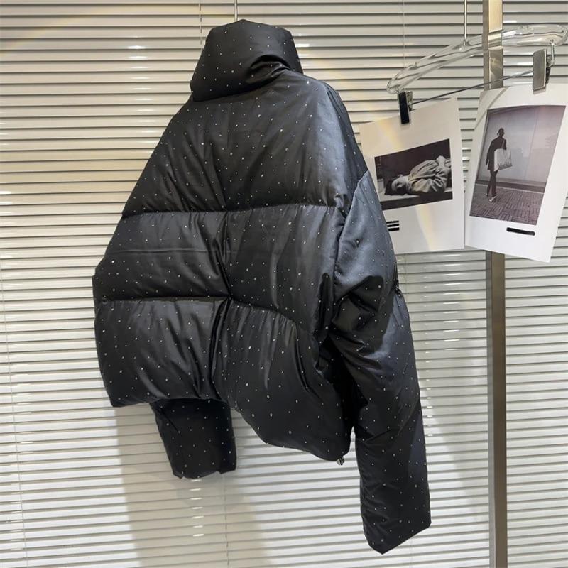 Parka de iarnă pentru femei Îmbrăcăminte exterioară Paltoane scurte Palton coreean cu strasuri Jachete groase de puf calde pentru doamne