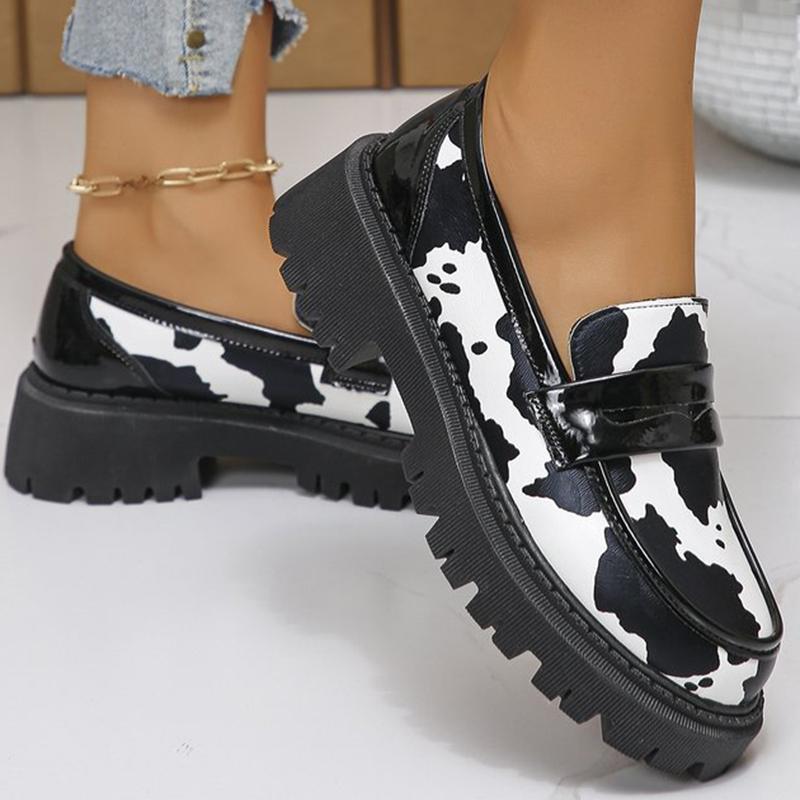 Women's Loafers Fashion Casual Zebra Stripes Loafers Shoes for Women Plus Size New Spring Autumn Round Toe Platform Female Shoes