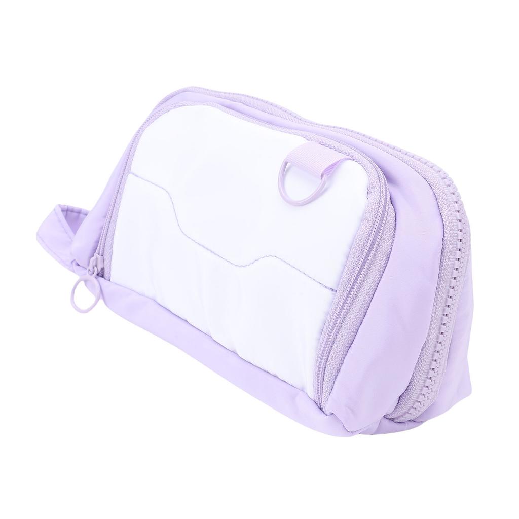 Pen Bag Large Capacity Students Handheld Portable 3 Compartments Travel Storage Organizer Purple