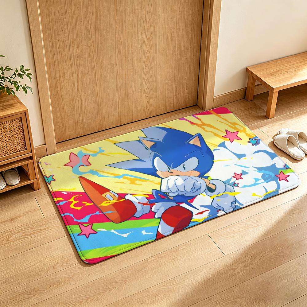 Game S-Sonic T-the H-Hedgehog Floor Mat Soft Flannel Floor Mat  Suitable for Entryways, Living Rooms, Bedrooms, and Bathrooms