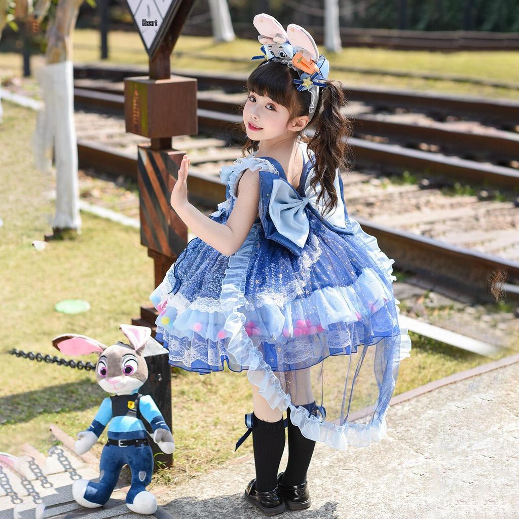 Girls' Lolita Princess Summer Dress - Zootopia Judy Birthday & Performance Gown