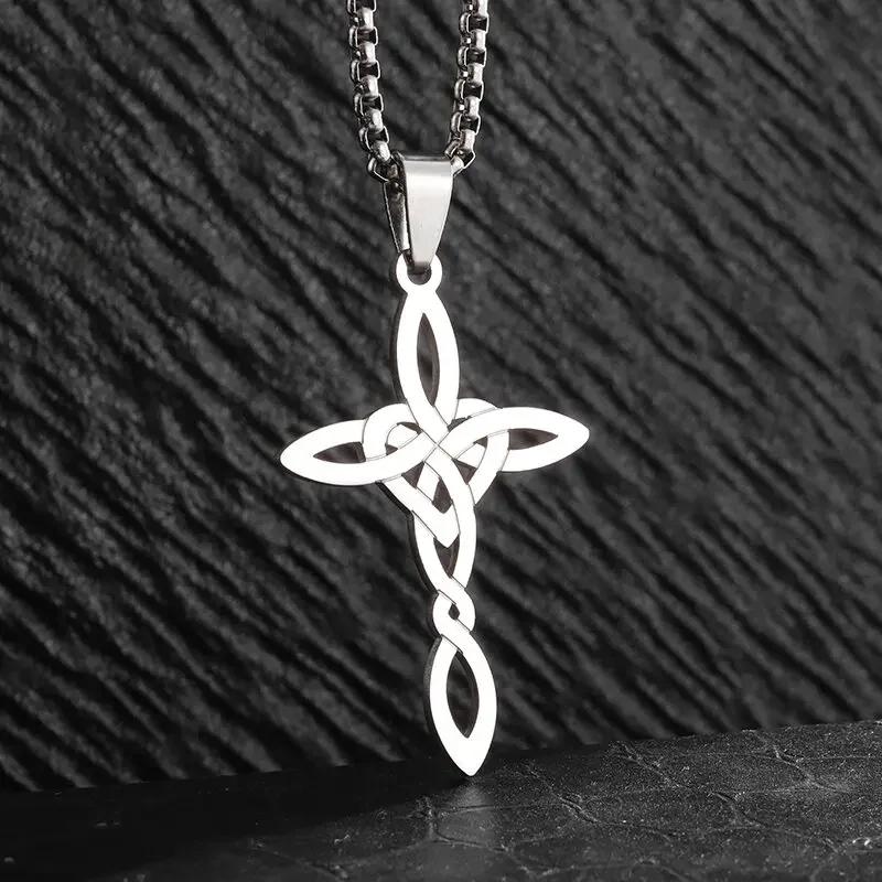 Style Trinity Celtic Knot Shield Pendant Witch Knot Necklace Men Women Irish Protection Amulet Jewelry