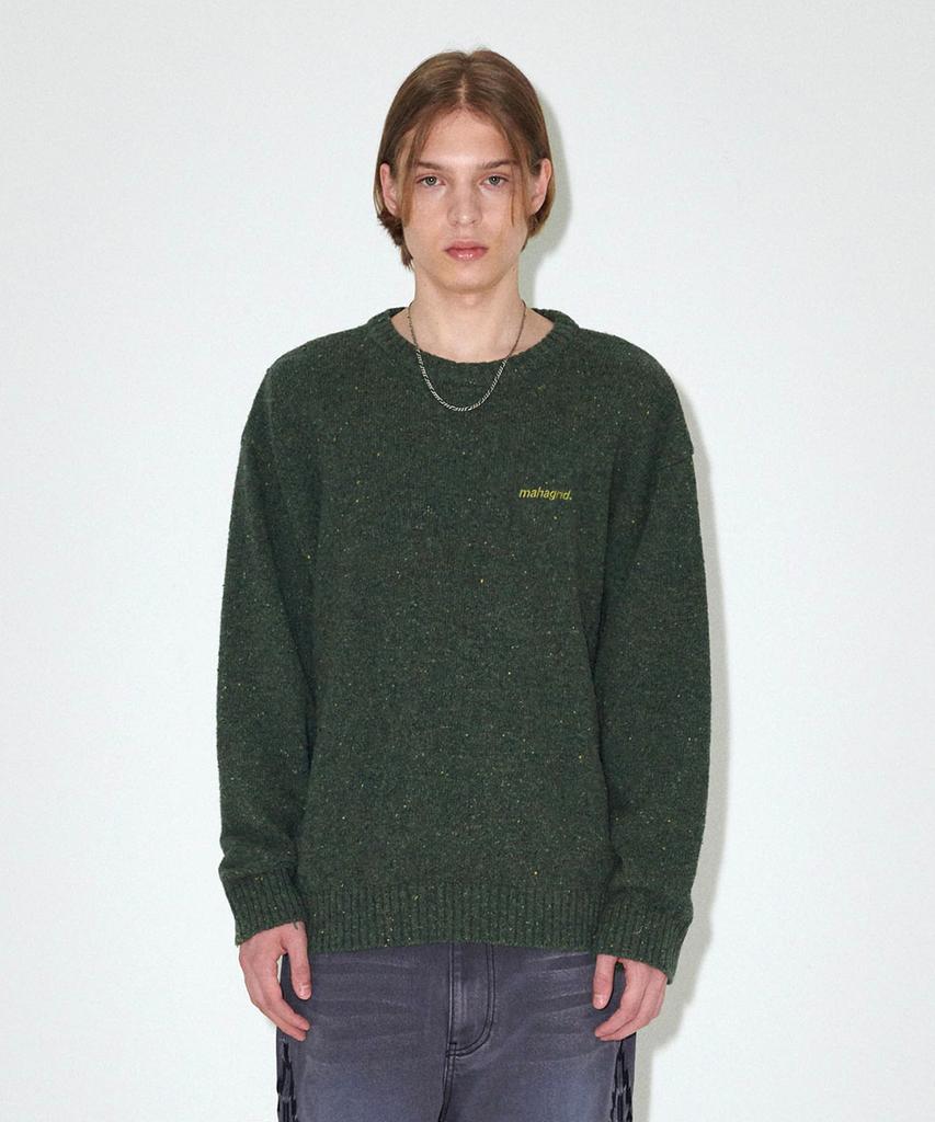 MAHAGRID Basic Logo Nep Knit Sweater Green(Mg2Efmk605A)