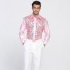 Men's Luxury Sequined Shirt Form-fitting Formal Shirt for Wedding Single-breasted Shirt with Long Sleeves Lapels
