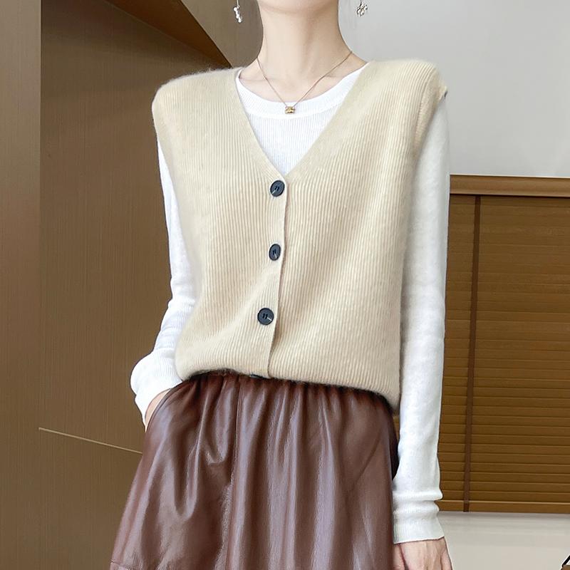 Dámský kašmírový kardigan Qinghe kašmír 30% kašmír 70% vlna podzimní a zimní kašmírový kardigan měkký a teplý