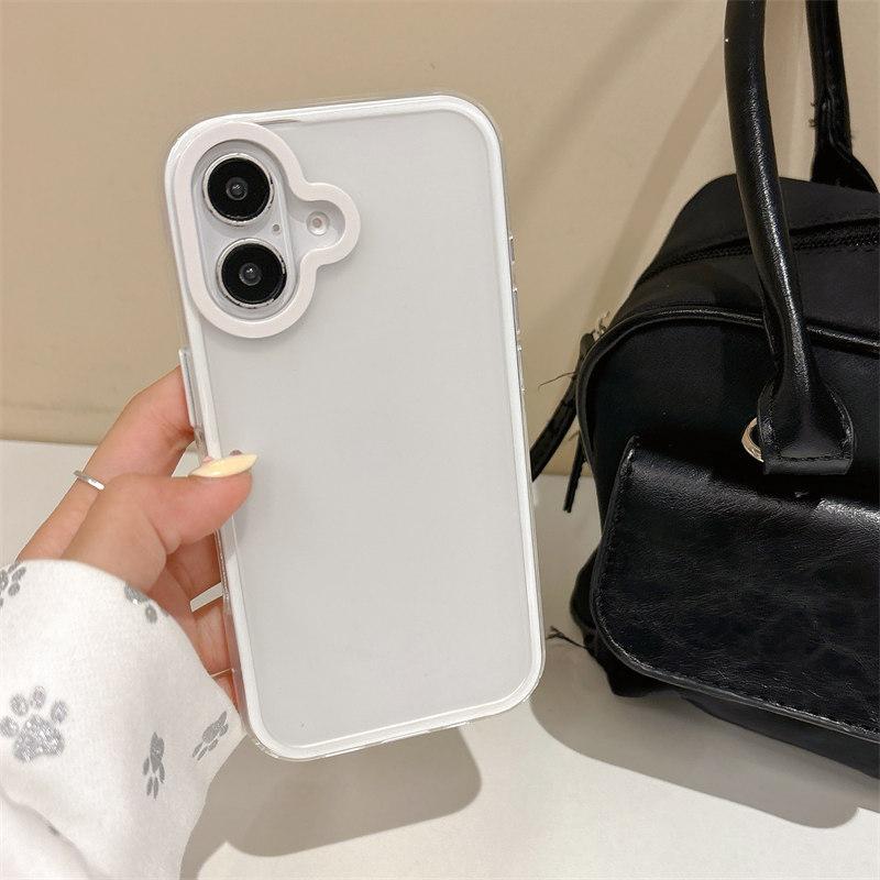 

Простой цветной чехол 3-в-1 с окантовкой для iPhone 15 16 14 Plus 13 12 11 Pro Max Прозрачный силиконовый чехол iPhone 16 Pro Max белый