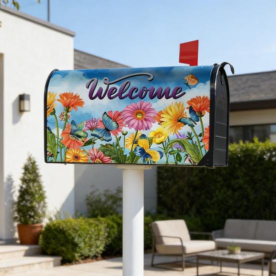 Mailbox Cover Spring Summer Floral Birds Mailbox Wrap Letter Post Box Cover Wrap Decoration for Outside Garden Yard Home Decor