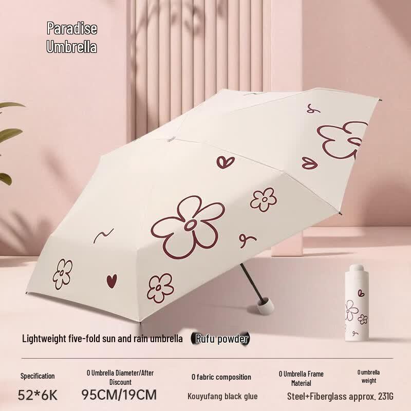 Heaven Umbrella Mini 5-Fold UV Protection Travel Umbrella