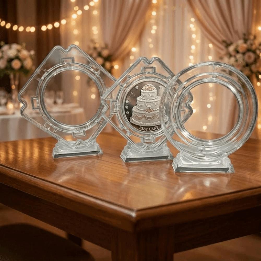 4PCS Decorative Rotatable Coin Storage Box Plastic Medal Storage Box Coin Display Box  Office
