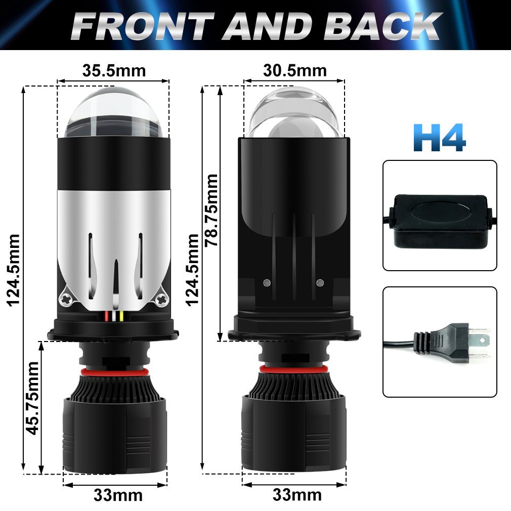 2 ks H4 LED Dvojitá projektorová čočka Mini Canbus 9003 HB2 80W 80000LM Žárovky do světlometů automobilu Dálkové a potkávací světlo 12V 24V 6000K Automobily Motocyklový světlomet