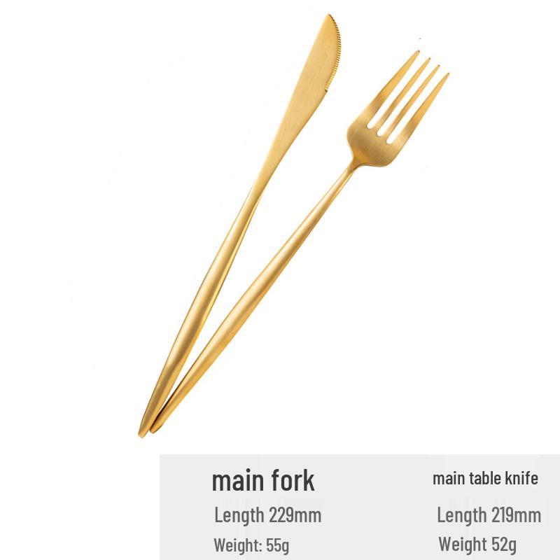 Nordic Gold Rim Steak Knife & Fork Plate Set - Western Dining & Breakfast Tableware