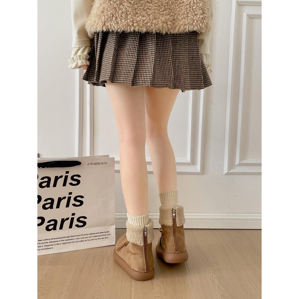 Fleece thickened warm thick-soled fluffy snow boots 2025 winter wear non-slip Birkenstock cotton shoes