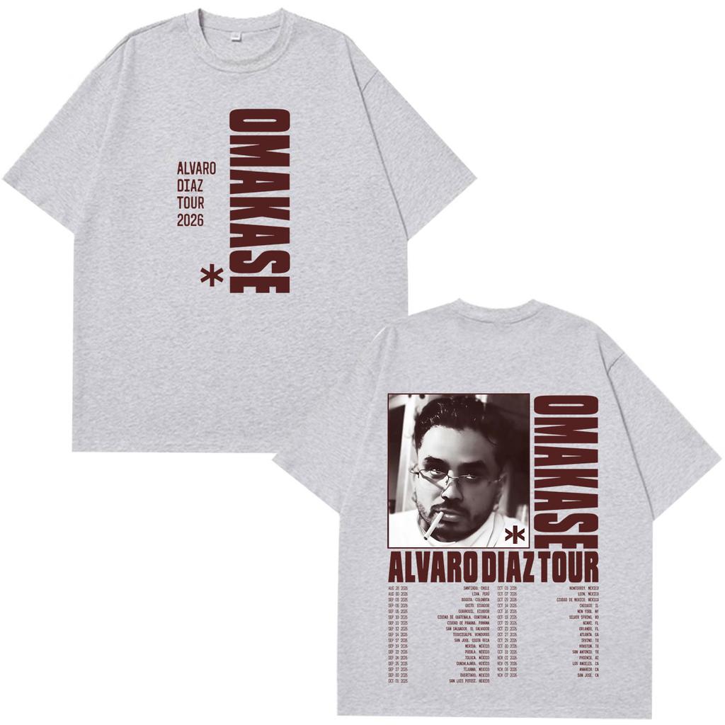 Alvaro Diaz Omakase Album 2026 Tour Print Tshirt Unisex Unisex Hiphoptshirts Shortsleeved Cotton Loose Casual Vintage T Shirts