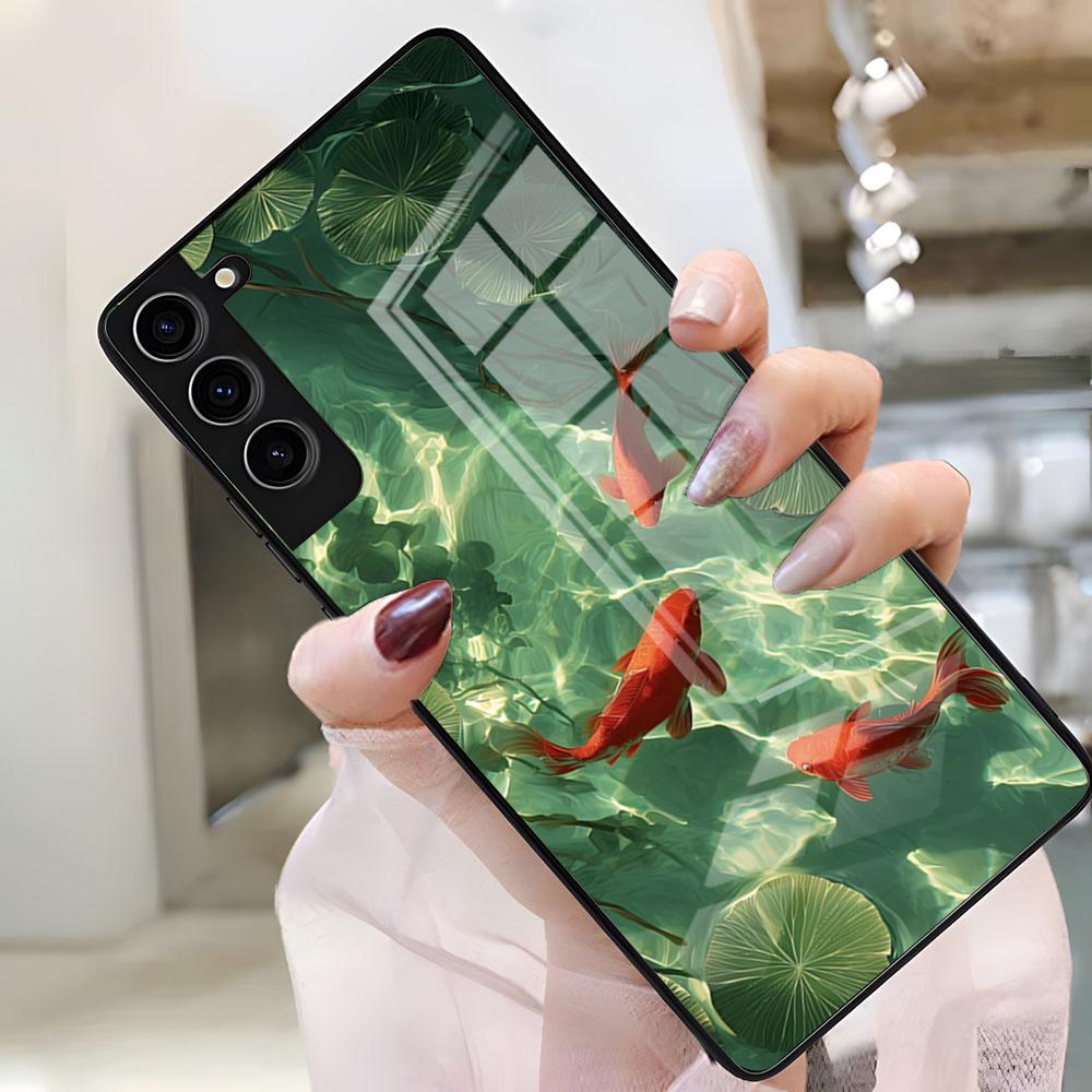 Lucky Goldfish Phone Case For Samsung A25 A13 A33 5G A54 A36 A35 A56 A52 A14 Shockproof Glass Cover Samsung A31 4G