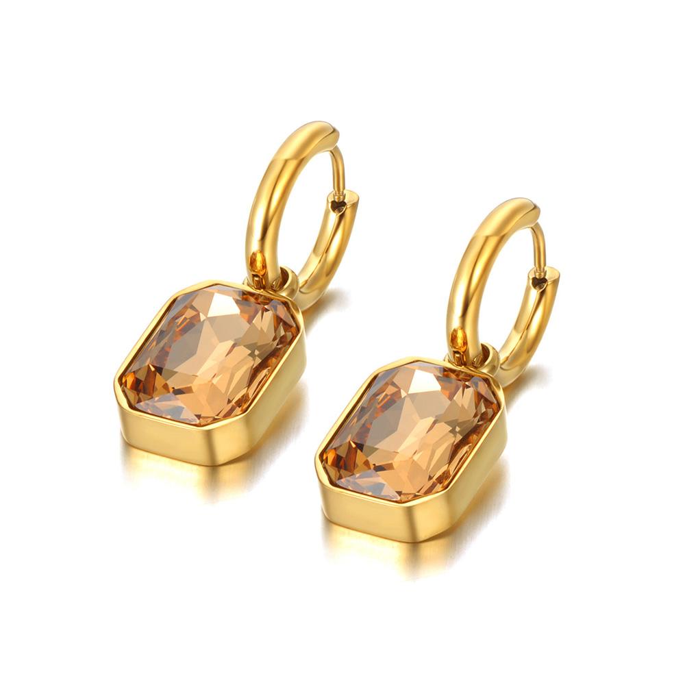Lokaer Stainless Steel Geometric Square Hoop Earrings Sparkling Cubic Zirconia Crystal Earrings Jewelry For Women