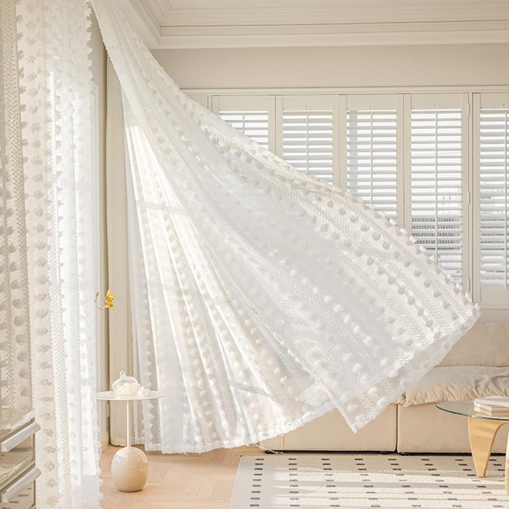 1pc White Vintage Rococo 3D Rose Floral Sheer Curtain , French Romantic Pastoral Style Warm Restaurant Bedroom Living Room Partition Decorative Drapes