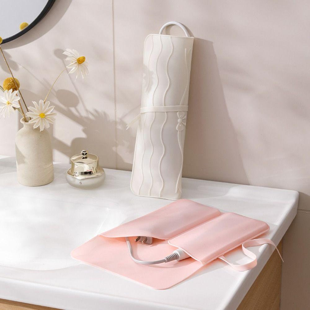 Portable Curling Iron Storage Bag Silicone Multi-Function Hair Perming Stick Case Heat Protection Hair Straight Iron Organizer