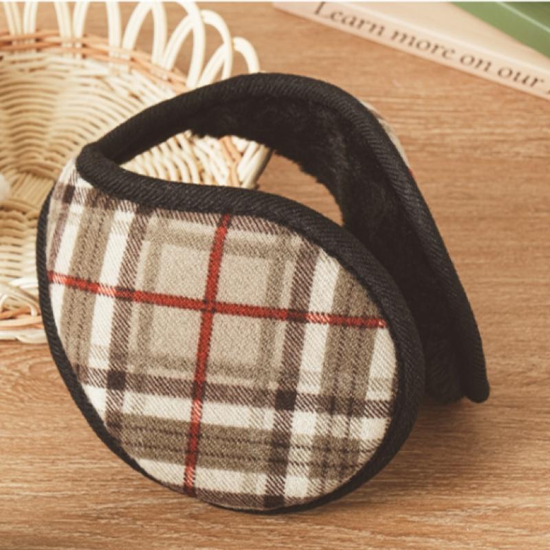 Daiso Check Pattern Earmuffs Brown