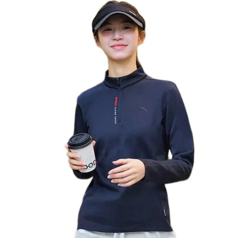 Anta Training Series Simple Stand Collar Letter Casual Versatile Comfortable Sports Knit Top Women tops 162547406-3