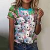 3d Print Abstract Cartoon Cat T Shirts Fashion Ladies Street Hipster Casual Short Sleeve O-Neck Tops Summer Fashion Plus Size Tees