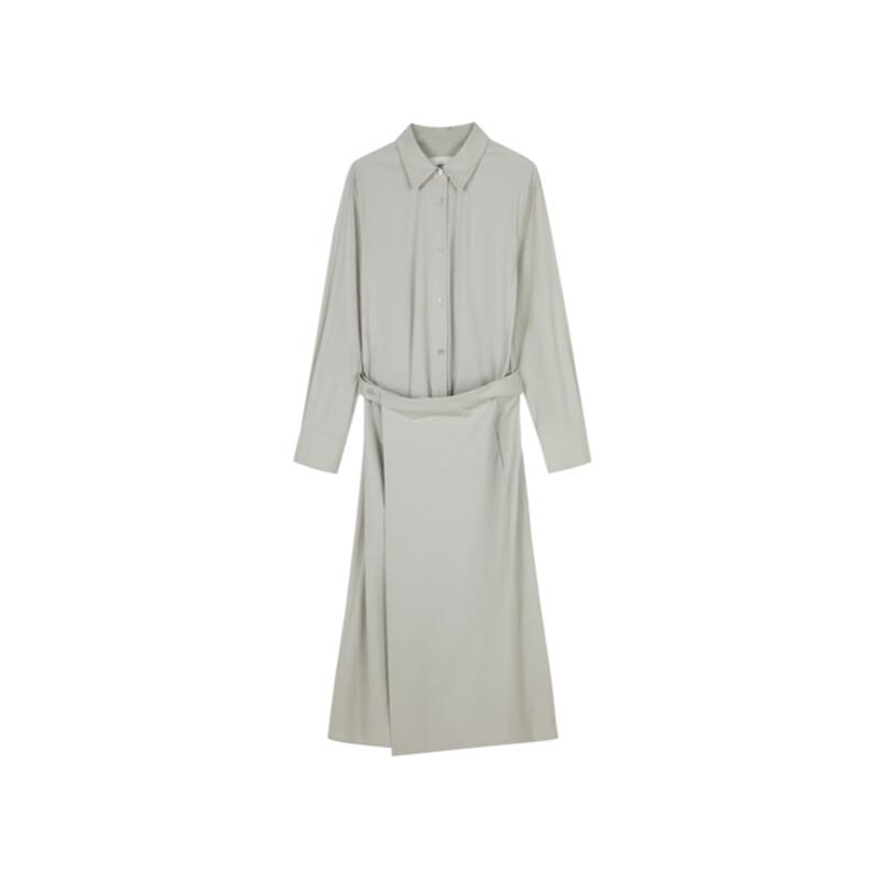 LESS Cotton Blend Casual Long Sleeve Shirt Dress