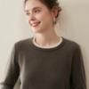 2025 Autumn/Winter Women's Cashmere Color Block Round Neck Loose Sweater Pullover