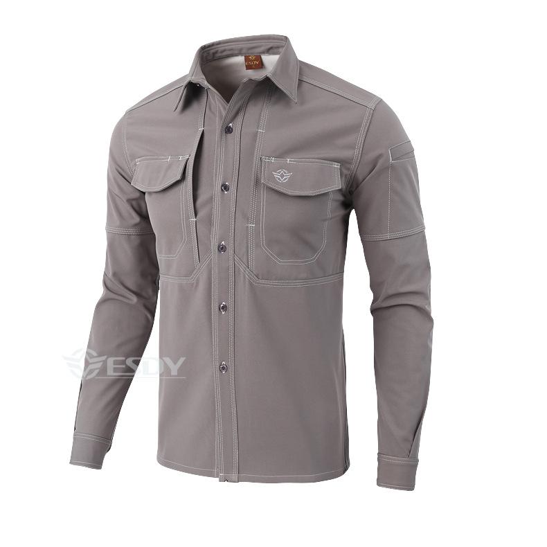 Soft shell windproof and rainproof tactical shirt, thermal fleece jacket, thermal shirt jacket S серый