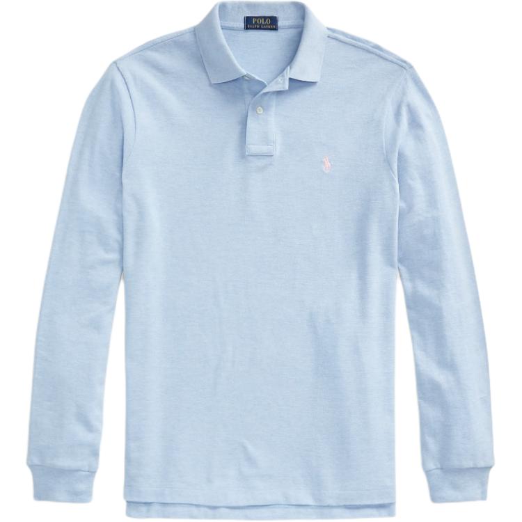 Polo Ralph Lauren Embroidered Pony Logo Long Sleeve Polo Shirt Men tops Light-Blue MNPOKNI16821831-400