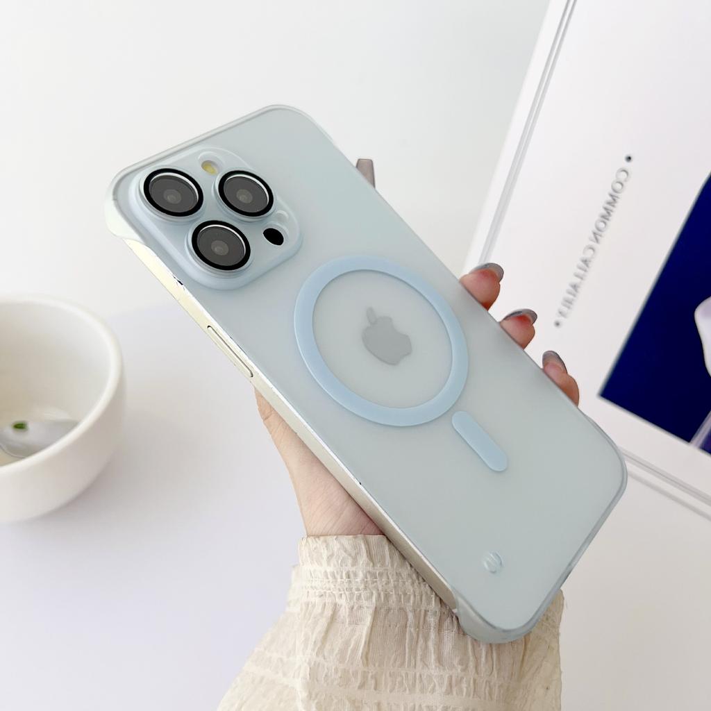 Ice Mist Matte PC Frameless Magnetic Suction Suitable for IPhone 16 Mobile Phone Case Apple 15 Lens Film Protection Case