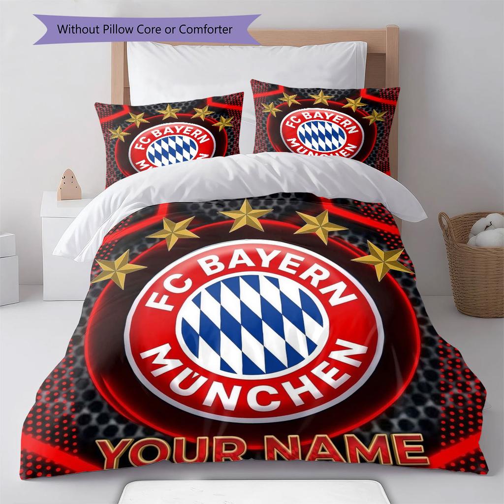 FC Bayern Munchen Custom Name Pattern Bedding,Quilt Set Quilt Cover Pillowcase Home Birthday Gift(1 * duvet cover + 2 * pillowcase, without core)