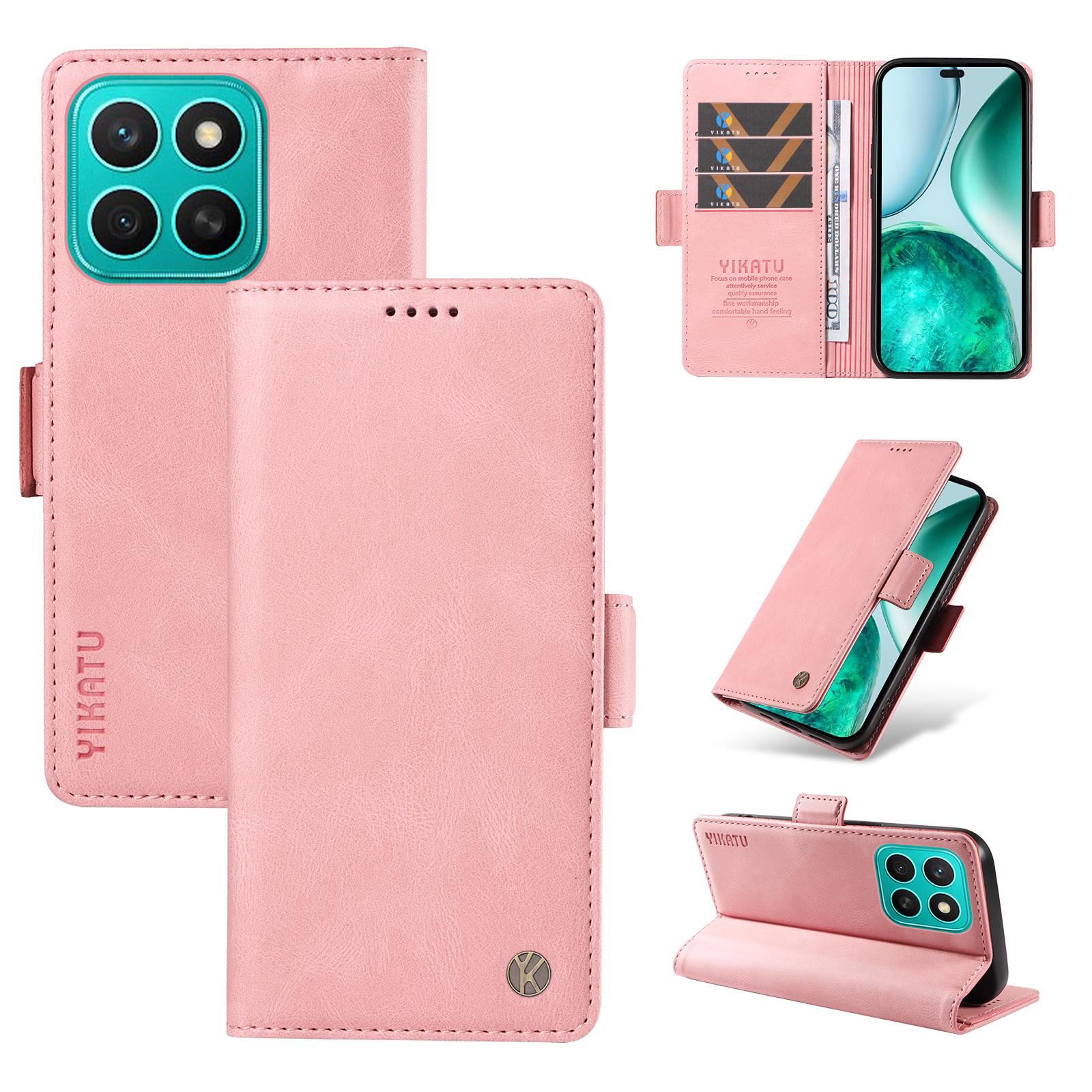 

For Honor X8c 4G Leather Case YIKATU YK-005 Skin-touch Feeling Wallet Phone Cover Pink