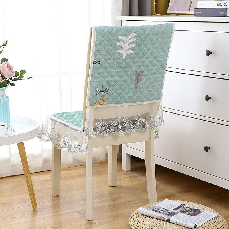 Lace Wave Lace Chair Cover Thickened Dining Table Seat  Cushion European Style Large Flower Table Cloth Integrated Chair Mat