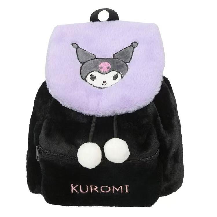 Sanrio Plush Backpack Hello Kitty Kuromi Bag Y2K MyMelody Pochacco Student Schoolbag Fashion Korean Style Girl High Capacity Bag