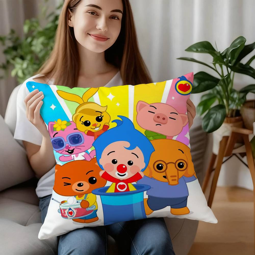 Urocza Poszewka na Poduszkę Plim Plim Krótki Plusz Sofa Dekoracyjna Prezent Dom Dwustronny Nadruk Poduszka