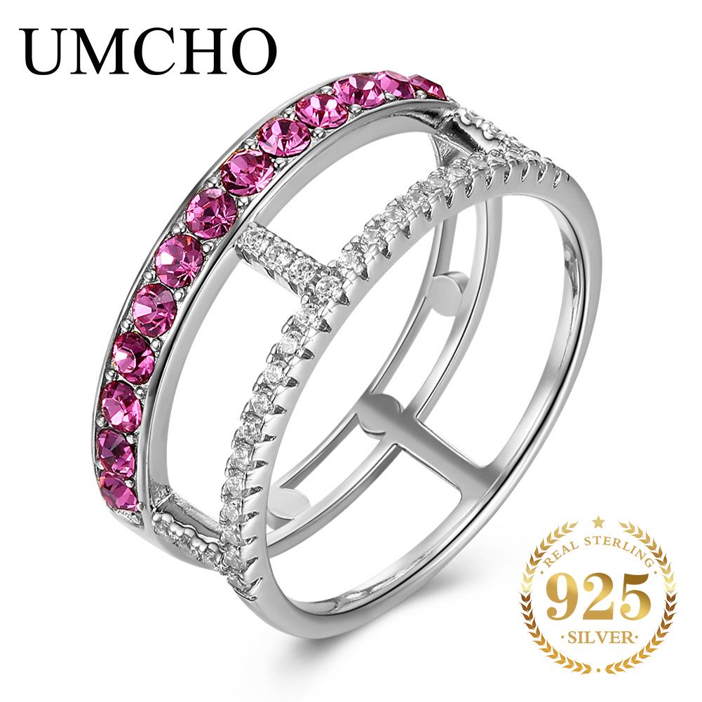 

Модное кольцо Umcho из стерлингового серебра S925 с полым кристаллом