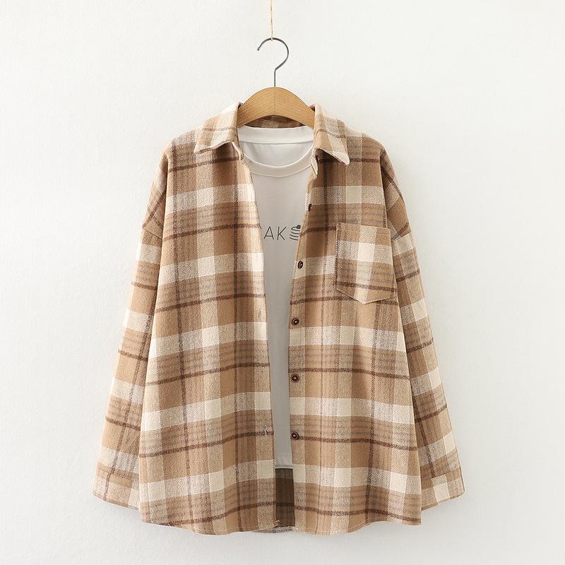 

Модные толстые бархатные рубашки в клетку, женские зимние теплые блузки и топы, новая повседневная тонкая женская одежда, верхняя одежда M