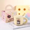 Milky Yellow Cat Mug with Lid & Spoon