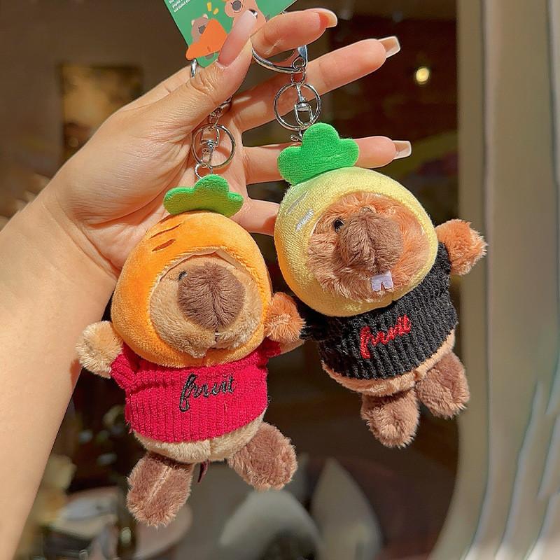 Carrot Marmota Hat Clothes Cute Plush Keychain Pendant Gift And Bag Accessory
