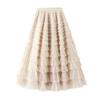 Elegant French Style Layered Cake Skirt - High Waist, Fluffy Winter Fashion for Women