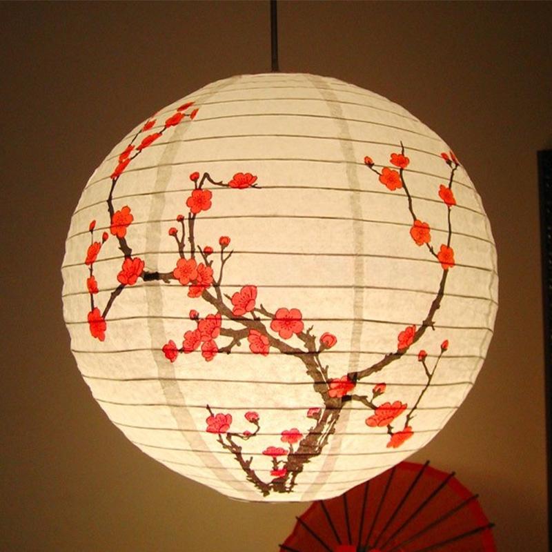 5pcs 30cm Printed Flower Round Paper Lantern Wedding Birthday Party Decorations Chinese Japanese Festival Paper Lantern Supplies