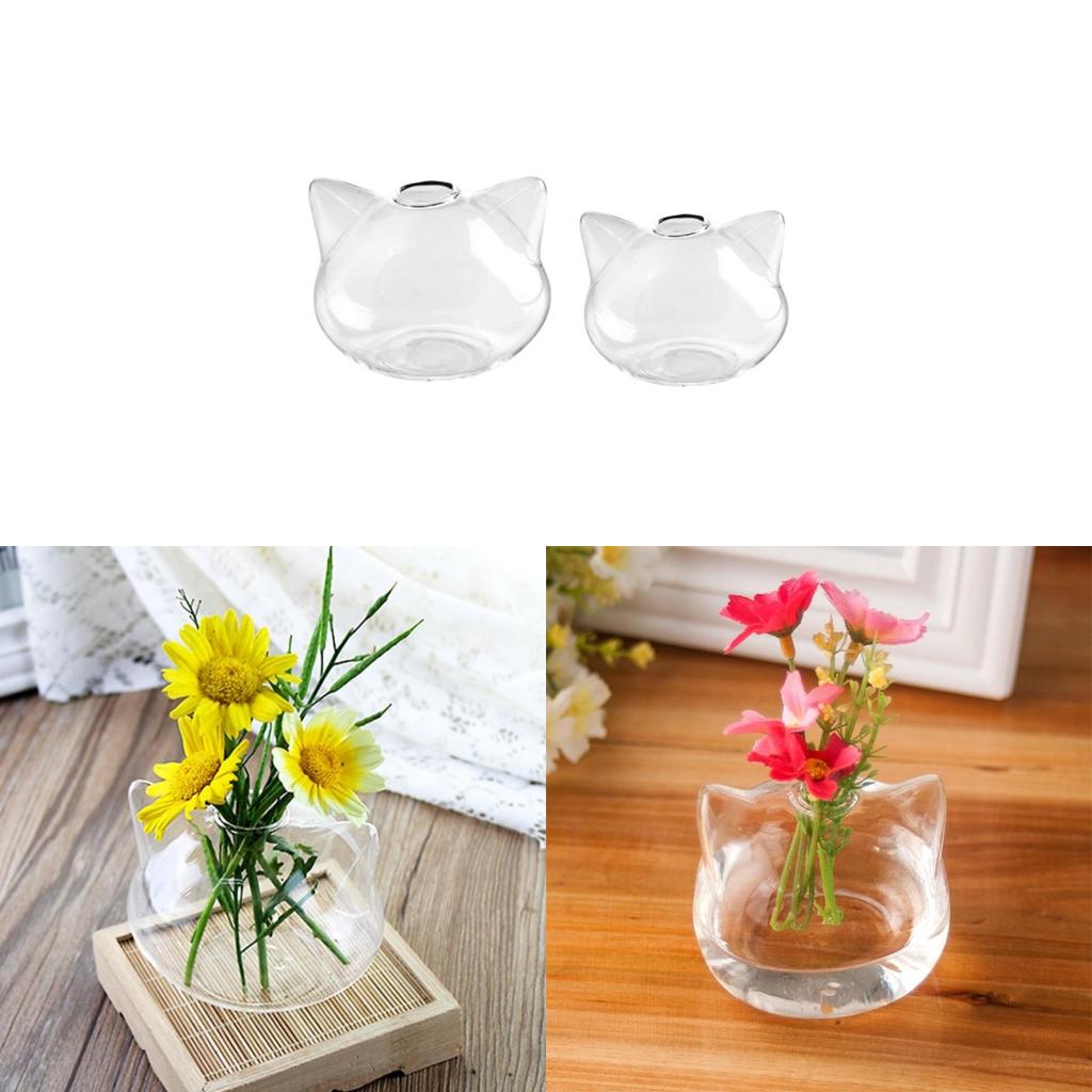 Clear Glass Vase Cats for Head Shaped Vases Flower Vases for Buds Cuttings Greenery Plant Container Room Ornaments