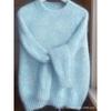 Weicher Ästhetischer Vintage Strickpullover Damen Frühling Herbst Locker Gemütlich Lässiger Leichter Dünner Pullover