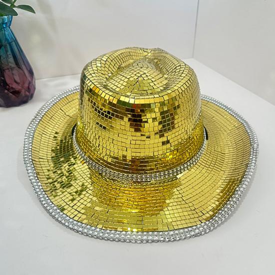 Disco Western Cowboy Hat for Men Women, Sparkly Silver Disco Mirror Hat for Music Festivals, Concerts, Western Party