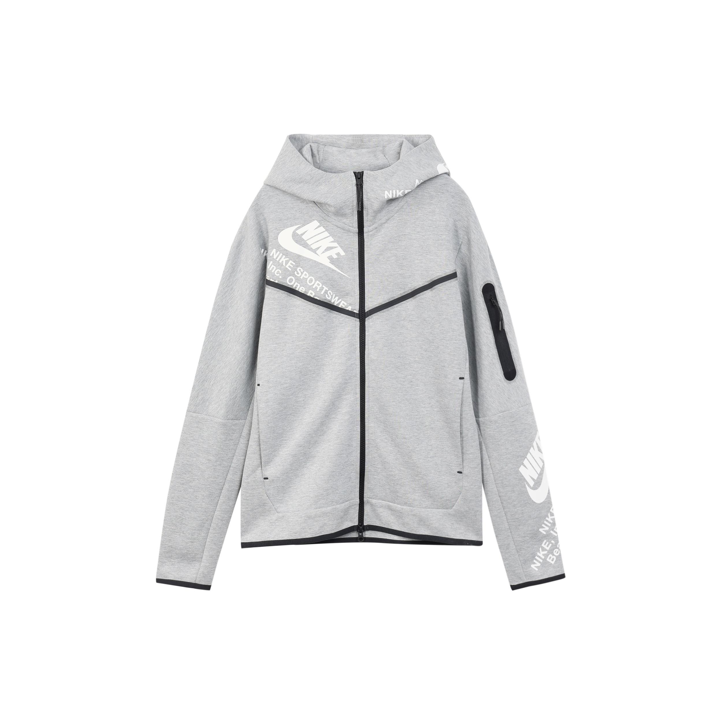 Men s Nike Printing Full-Length Zipper Cardigan Jacket Grey DM6475-063 XL